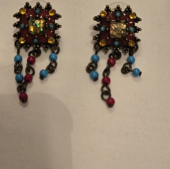 Vintage Avon Tabarka Brass and Enamel Faux Opal Turquoise & Citrine Stone - Picture 3 of 4